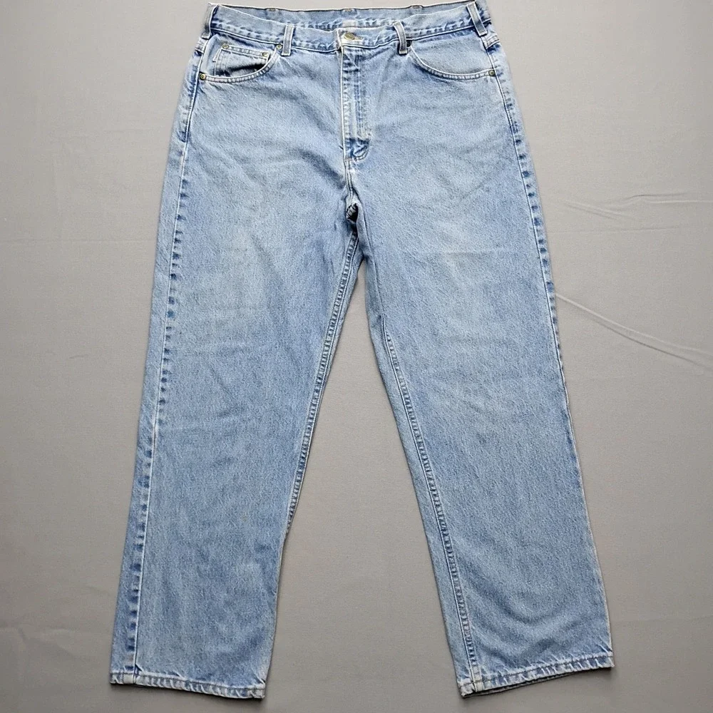 Carhartt B160 STW Mens Relaxed Fit Jeans Light Wash Vintage Union Made USA 38x30